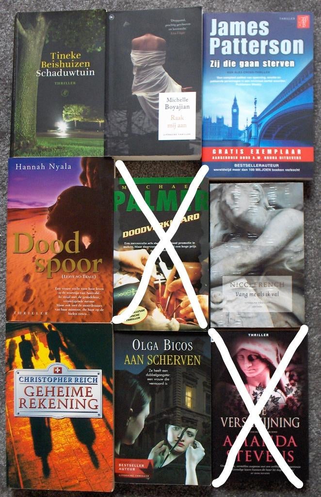 7 thrillers div schrijvers Patterson French Reich Beishuizen, Ophalen of Verzenden, Zo goed als nieuw