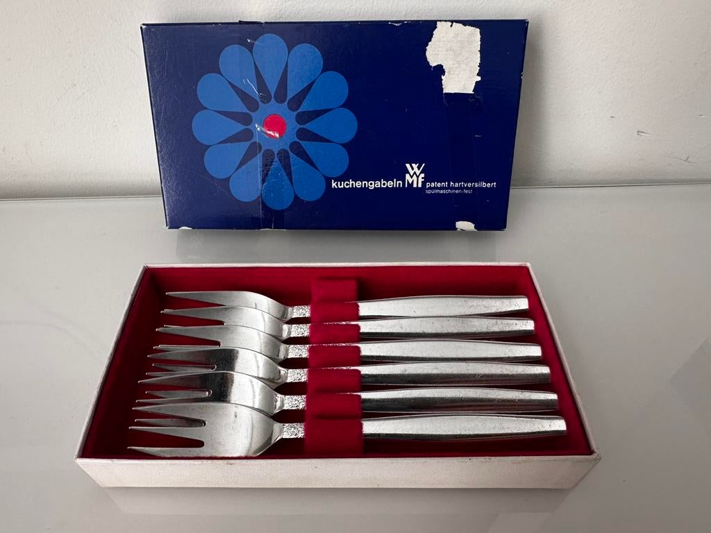 WMF taartvorkjes set – 6 stuks – verzilverd – vintage, Huis en Inrichting, Keuken | Bestek, Zo goed als nieuw, Rvs of Chroom, Ophalen of Verzenden