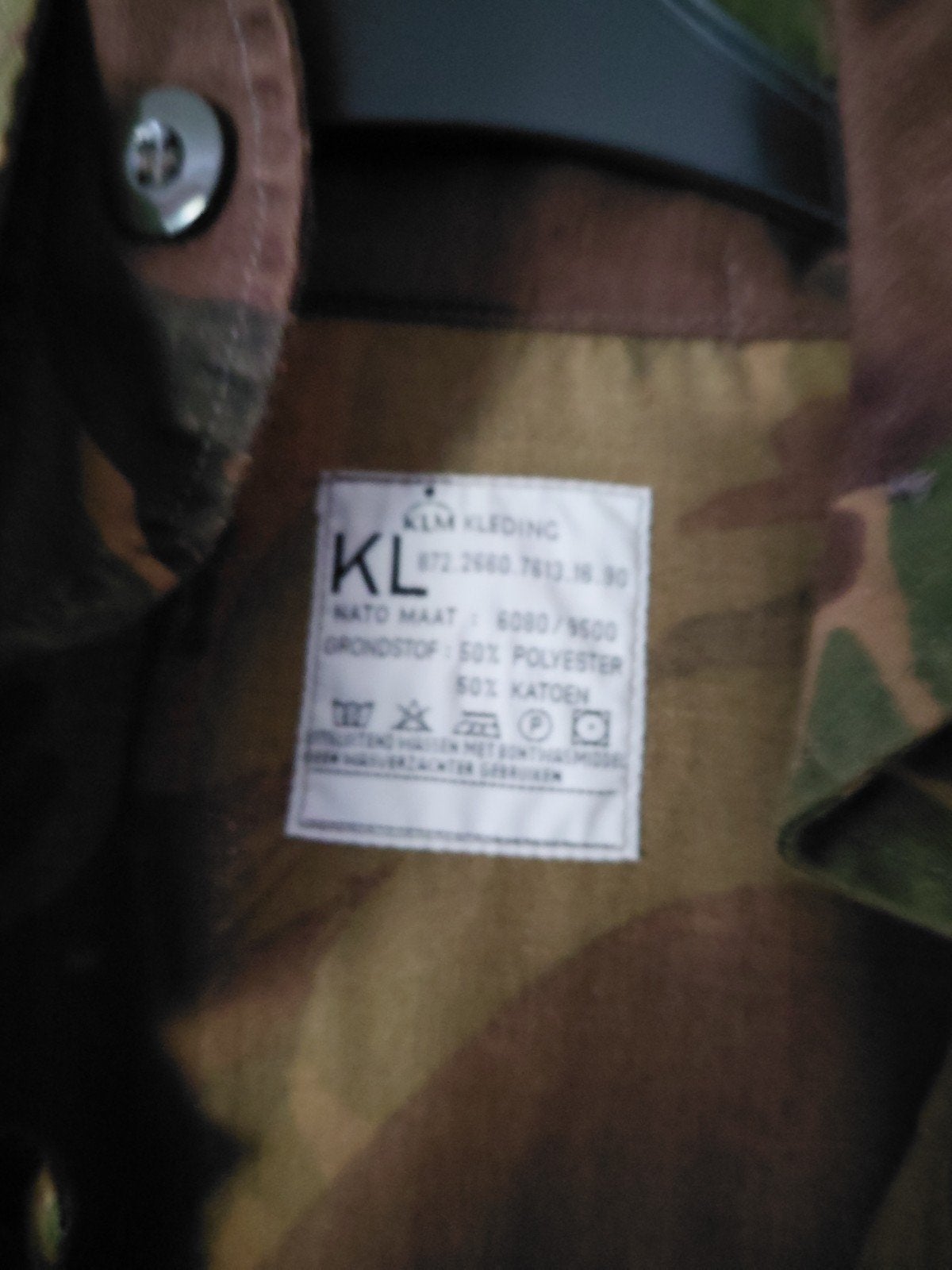 KLM Kleding Camouflage Jas - NATO Maat 8080/9600, Ophalen of Verzenden, Landmacht, Nederland, Kleding of Schoenen