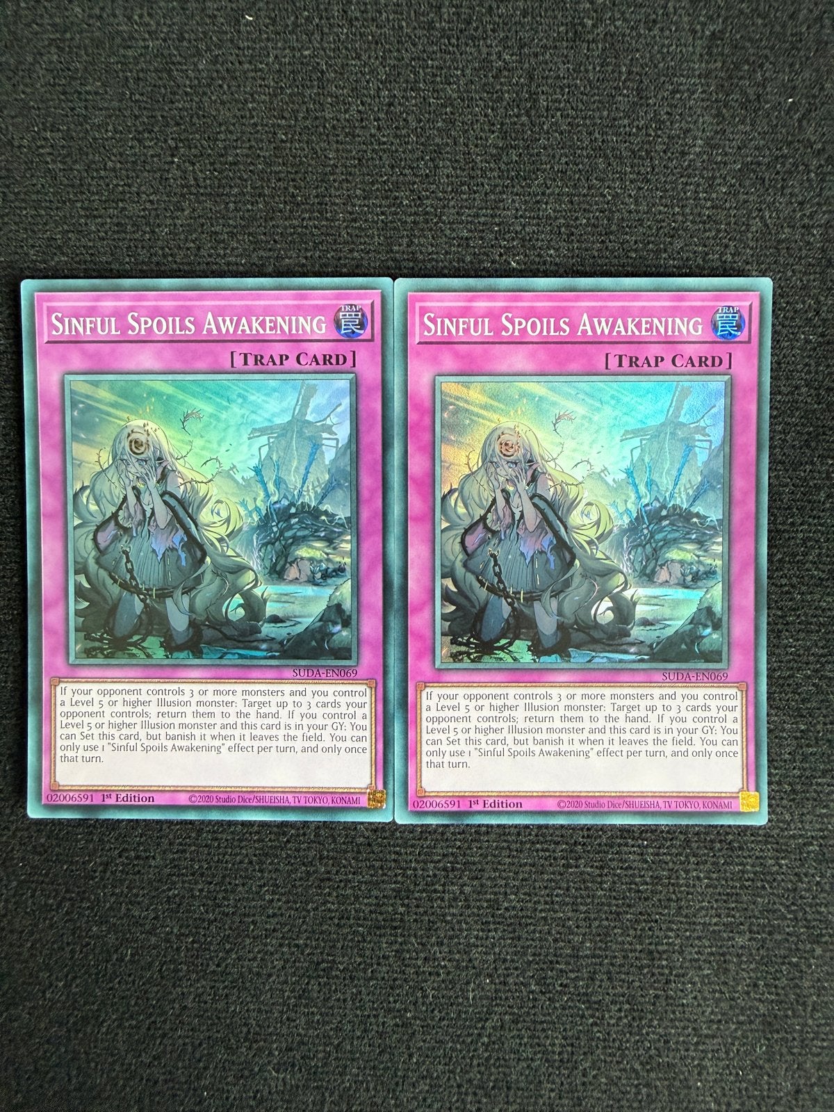 2x Sinful Spoils Awakening - SR - SUDA-EN069 1st Edition, Verzenden, Zo goed als nieuw, Meerdere kaarten