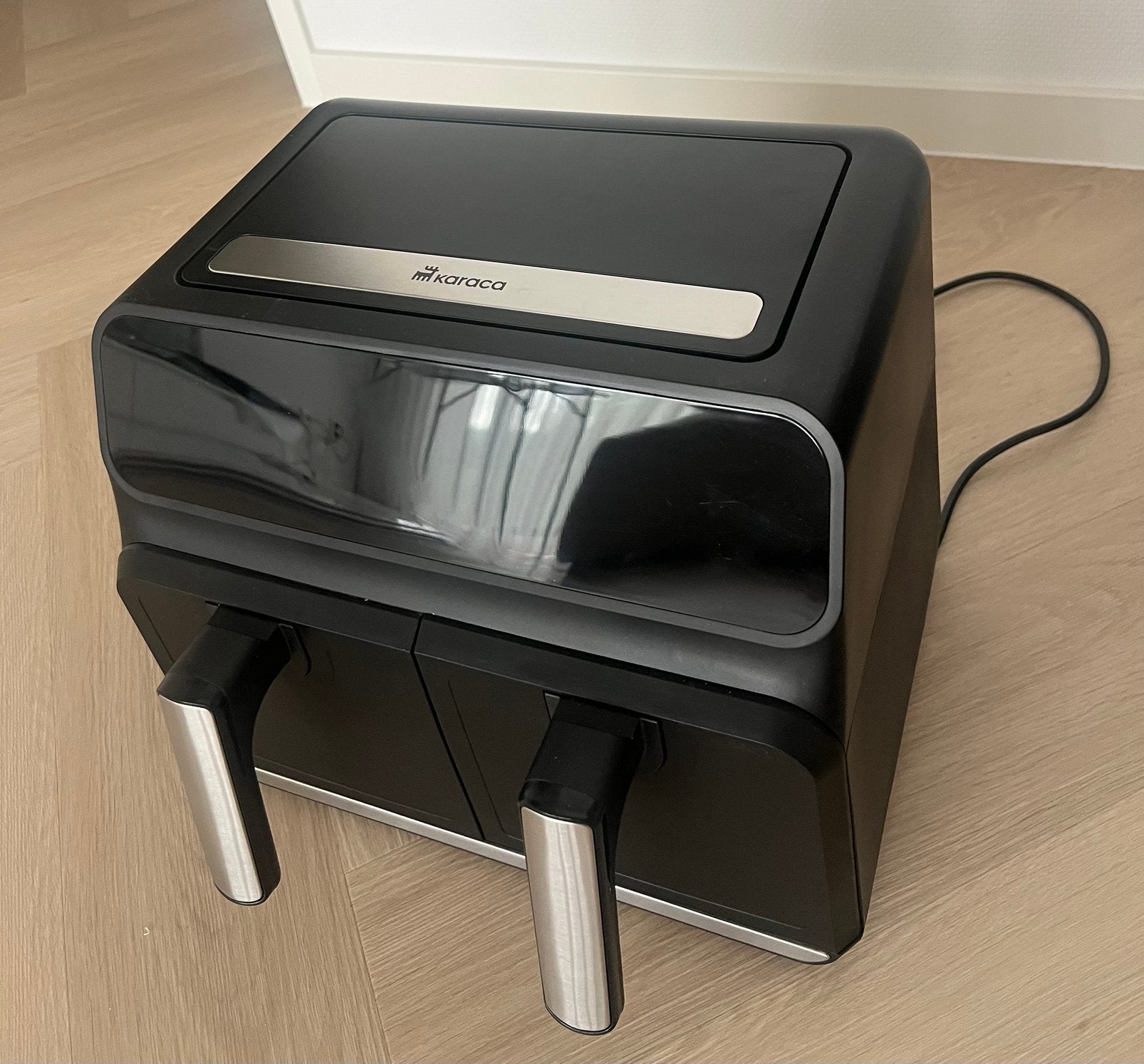 Karaca Airfryer Duo - Dubbele Mand Airfryer, Ophalen of Verzenden, Zo goed als nieuw, Airfryer, 1500 gram of meer
