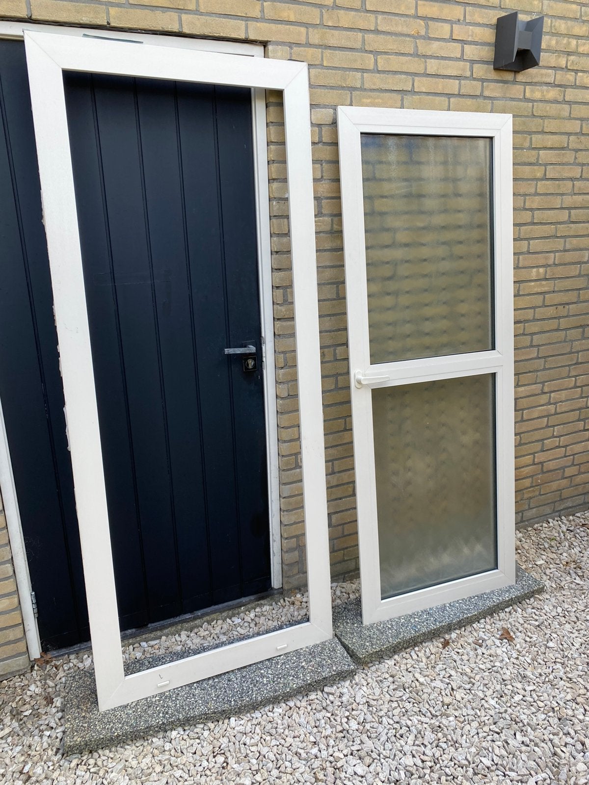 Balkondeur douche mat glas, Ophalen, Gebruikt, Kunststof, Buitendeur
