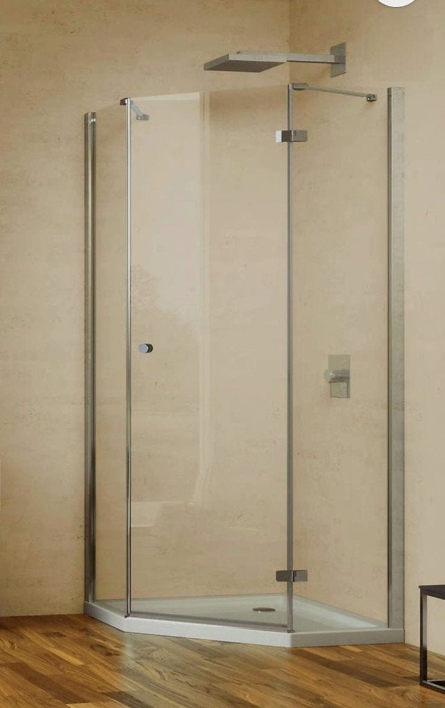 Douchecabine 5-hoek, Ophalen, Chroom, Nieuw, Douche