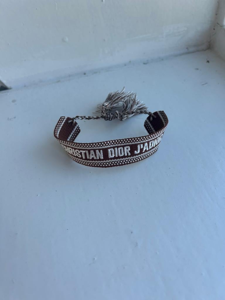 Christian dior j’adior armband geborduurd, Ophalen of Verzenden, Zo goed als nieuw, Roze, Overige materialen
