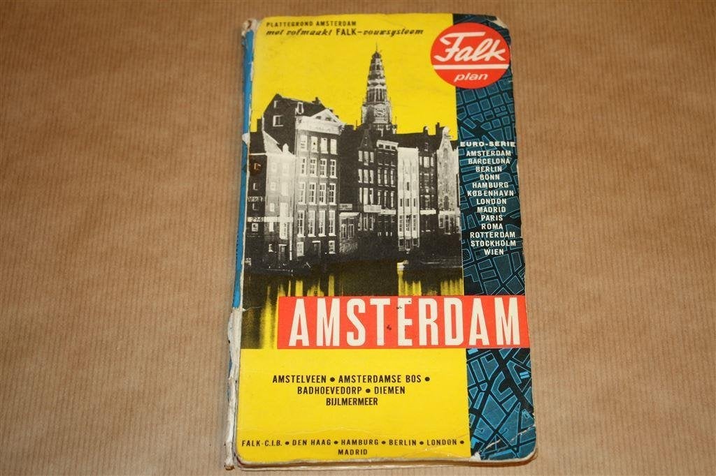 Oude kaart - Falk Plan Amsterdam - Circa 1965, Gelezen, Ophalen of Verzenden, Landkaart, 1800 tot 2000