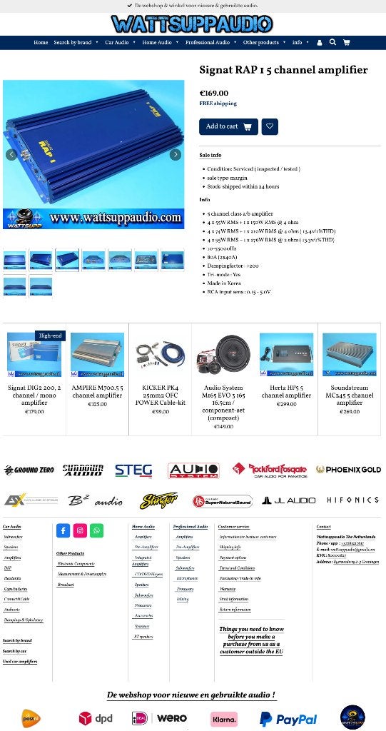 Signat RAP 1 5 Kanaals versterker, Auto diversen, Autospeakers, Gebruikt, ., Ophalen of Verzenden, .