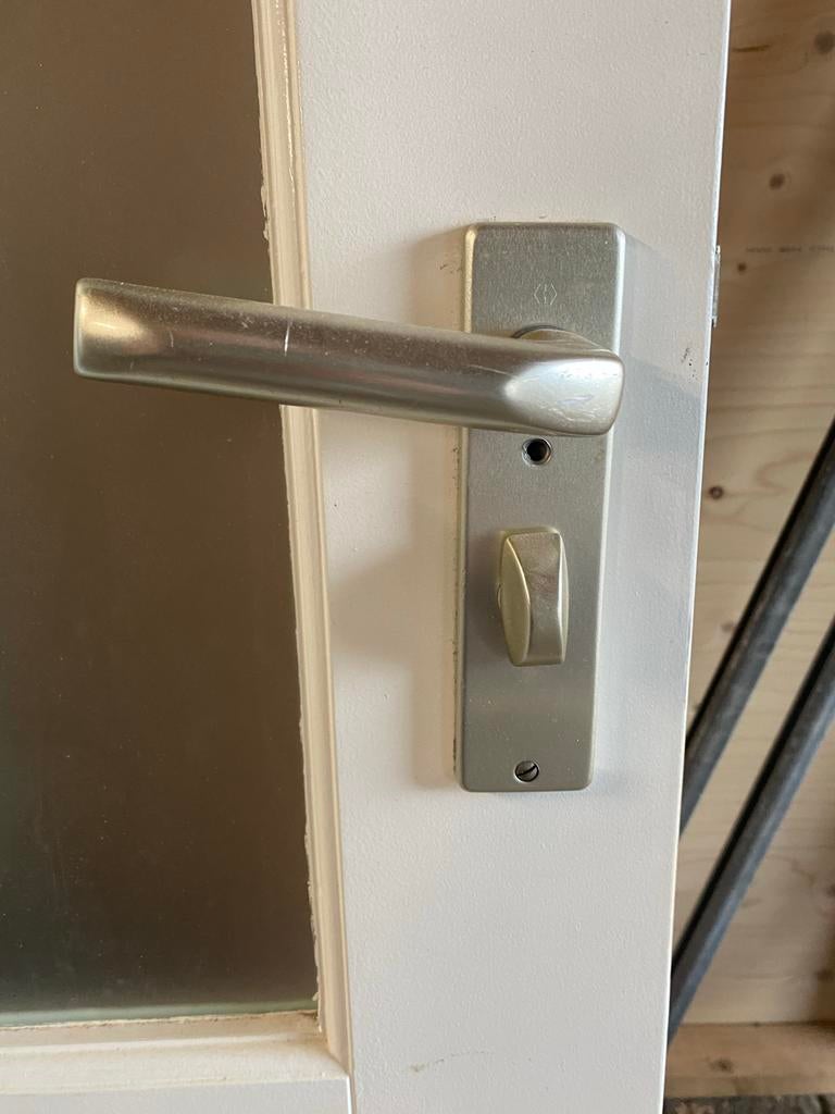 Witte binnendeur met glas, Doe-het-zelf en Verbouw, Deuren en Horren, Ophalen, Gebruikt, 80 tot 100 cm, Binnendeur