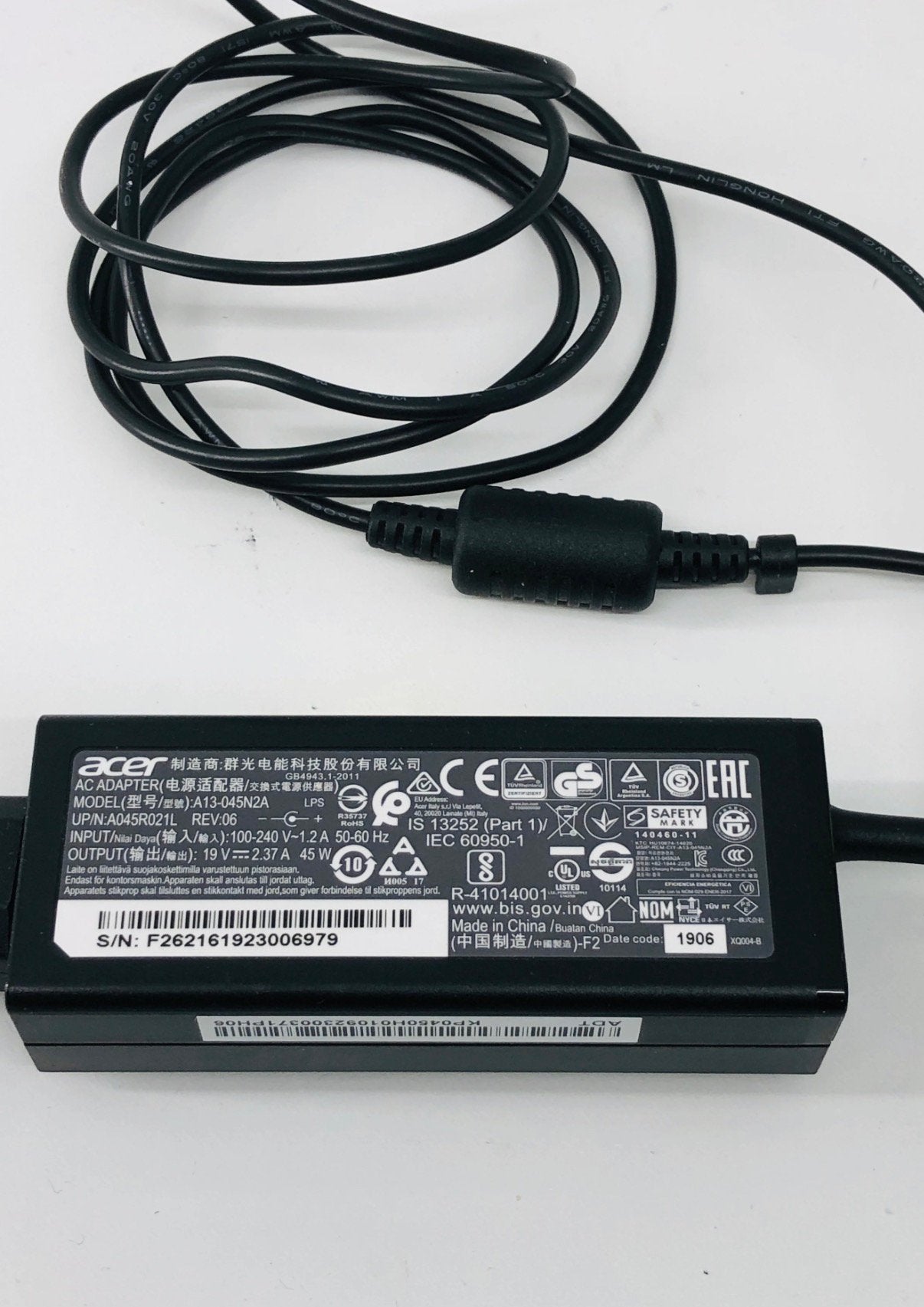 Laptop oplader 19V orgineel Acer, ., Ophalen of Verzenden, Zo goed als nieuw, .