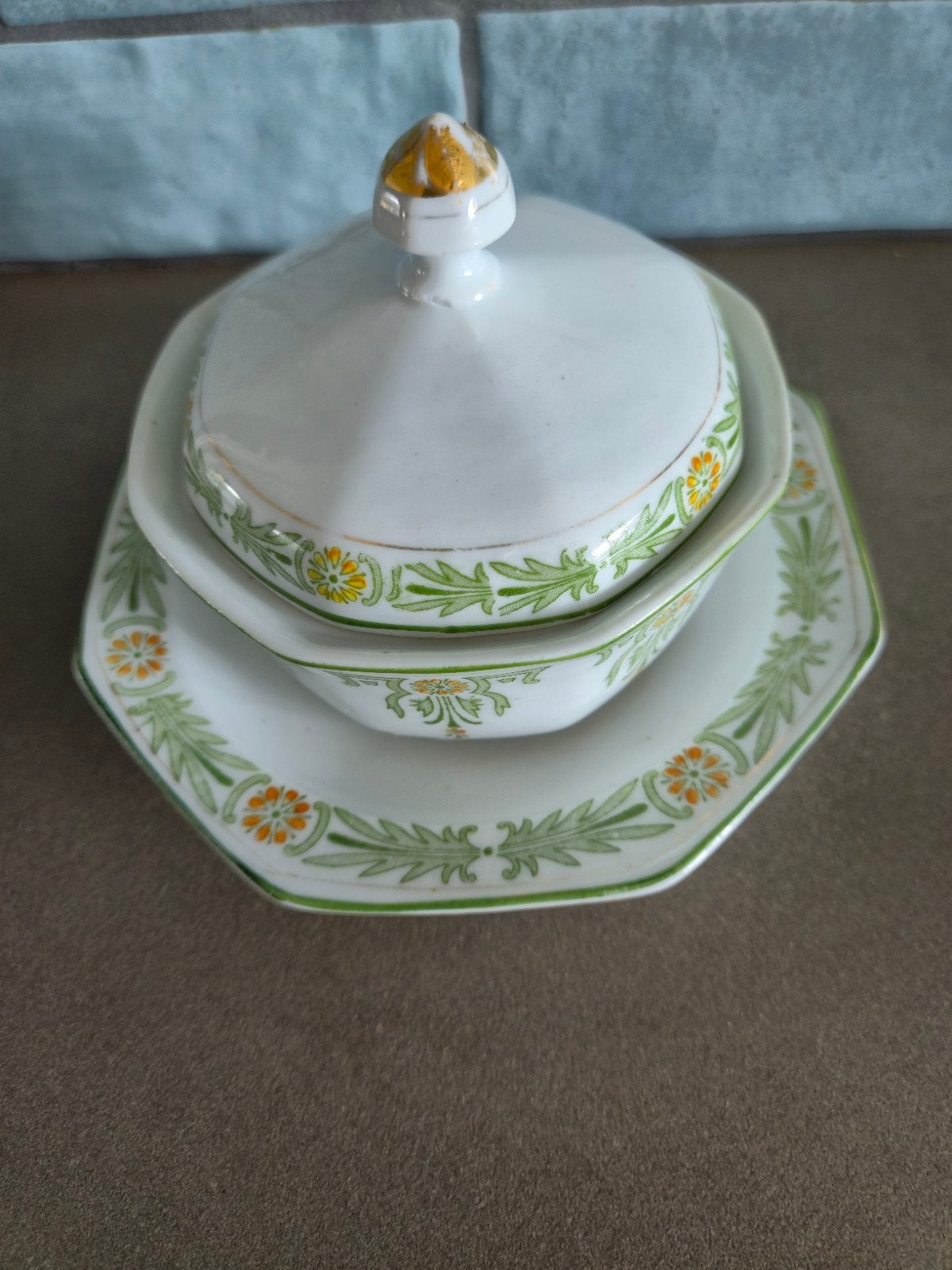 Art Nouveau Hoekige Pererselie Botervloot, Antiek en Kunst, Ophalen of Verzenden