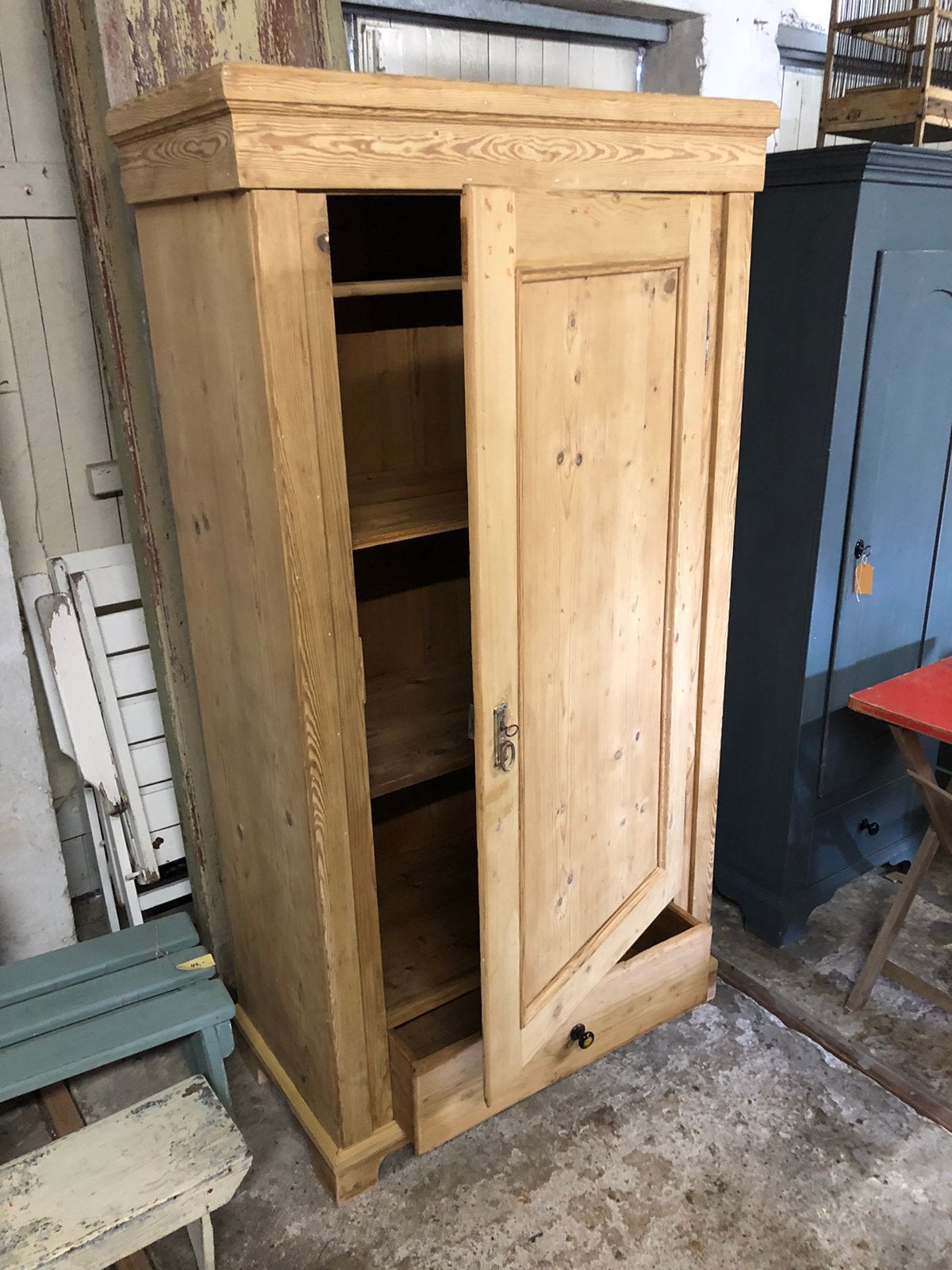 Oud grenen eendeurskast/leg kast/brocante eendeurskast, Antiek en Kunst, Ophalen