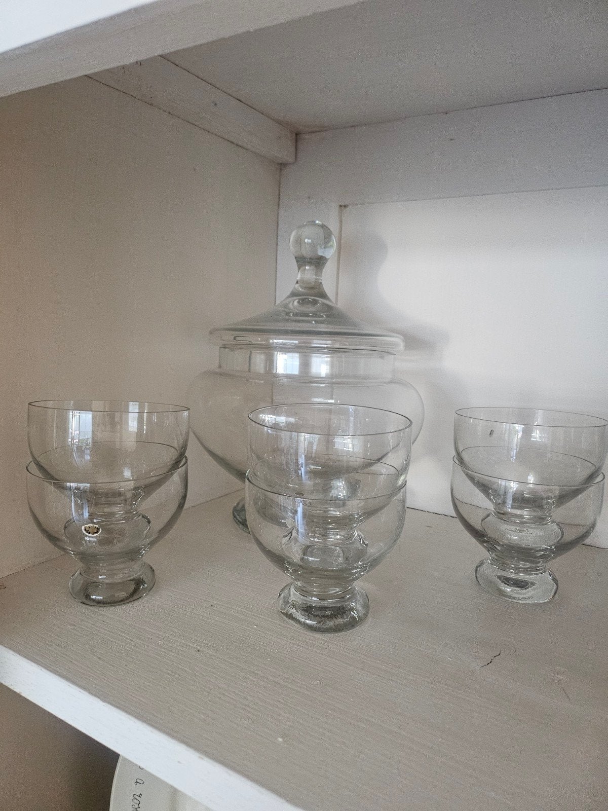 Glazen bowlstel met 6 glazen, Antiek en Kunst, Antiek | Glas en Kristal, Ophalen