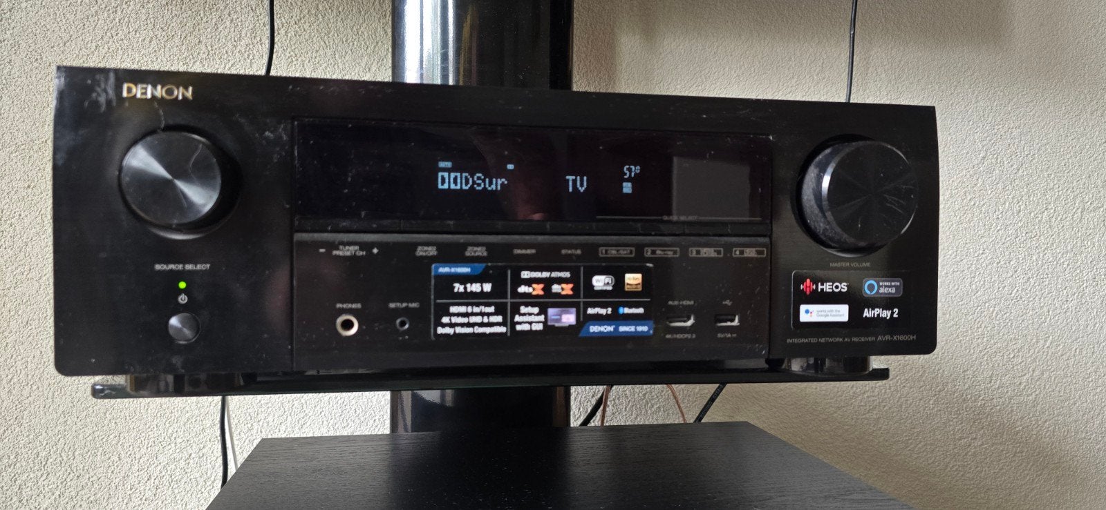 Denon AVR-X1600H AV-receiver - 7.2 kanaals, 4K, HEOS, Ophalen, Gebruikt, Denon, 60 tot 120 watt