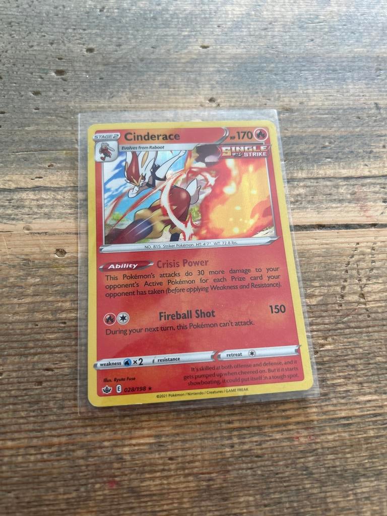 Cinderace Pokémon Kaart - Single Strike - Zo goed als nieuw, Ophalen of Verzenden, Zo goed als nieuw, Losse kaart