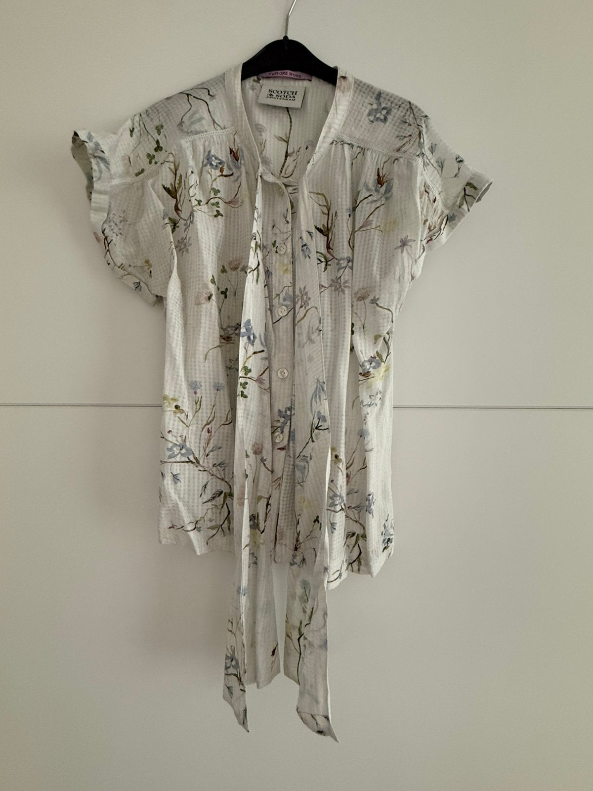 Scotch & Soda blouse bloemenprint maat XS, Wit, Ophalen of Verzenden, Zo goed als nieuw, Korte mouw