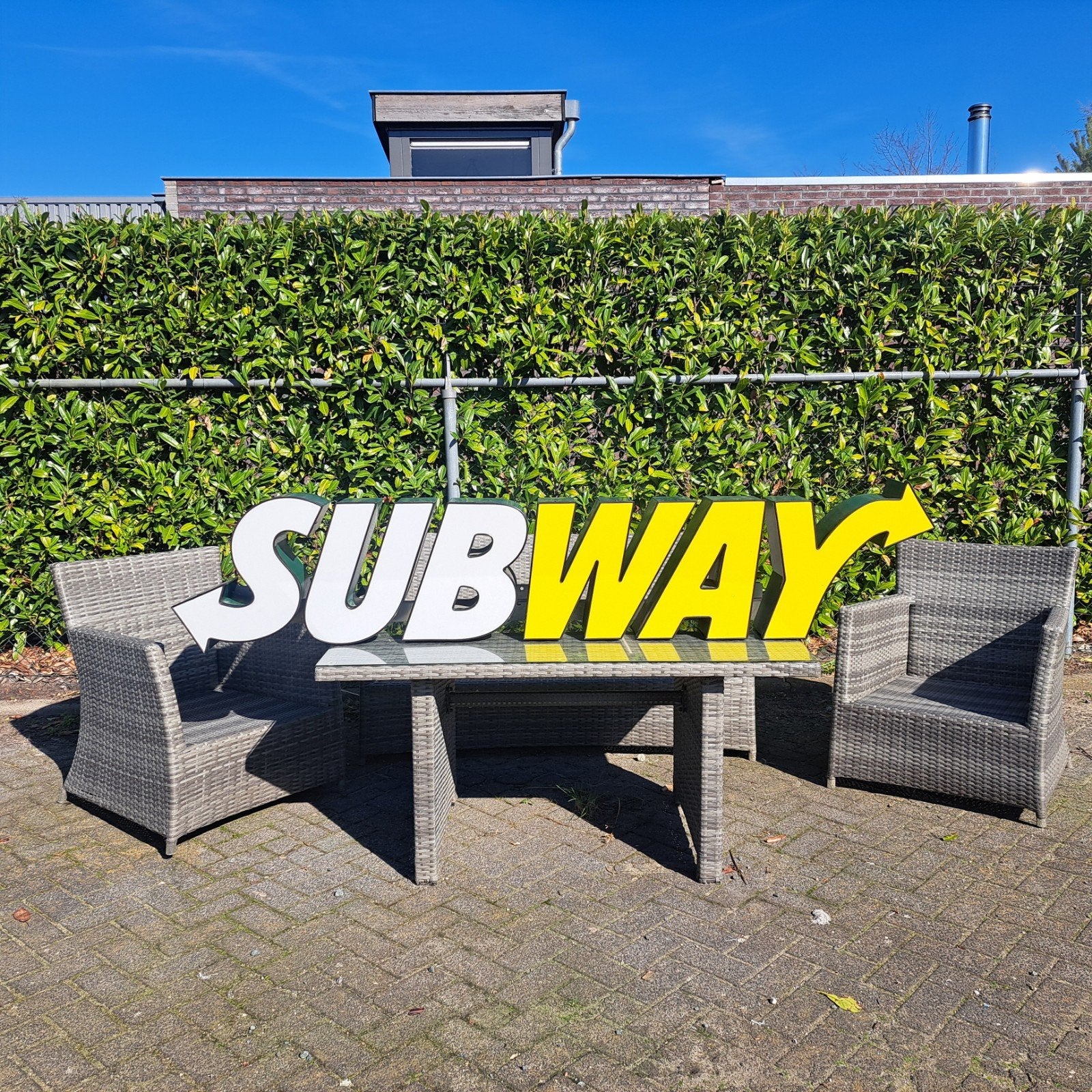 Subway gevelreclame lichtbak, Verzamelen, Ophalen, Gebruikt, Lichtbak of (neon) lamp