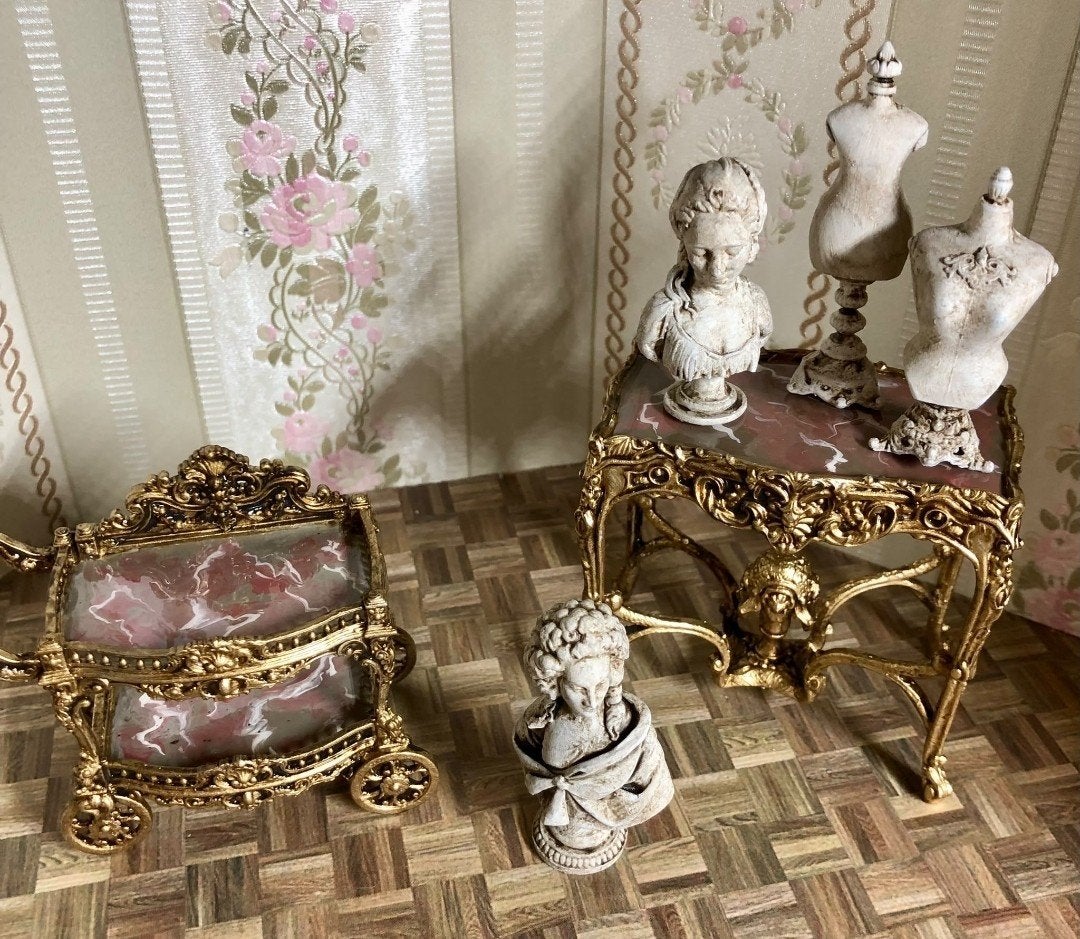 Prachtige Rococo Stijl Miniaturen Schaal 1:12, Poppenhuis, Mandysmaison, Mandysmaison@gmail.com, Nieuw