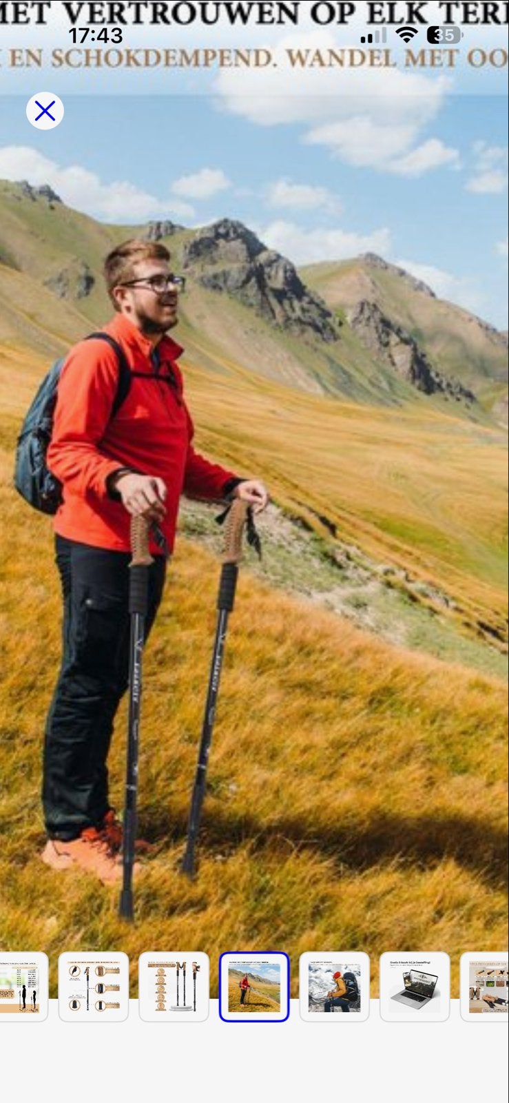Swiss Nordic Walking Stokken - TÜV gekeurd - Anti Shock, Ophalen, Nieuw, Wandelstok