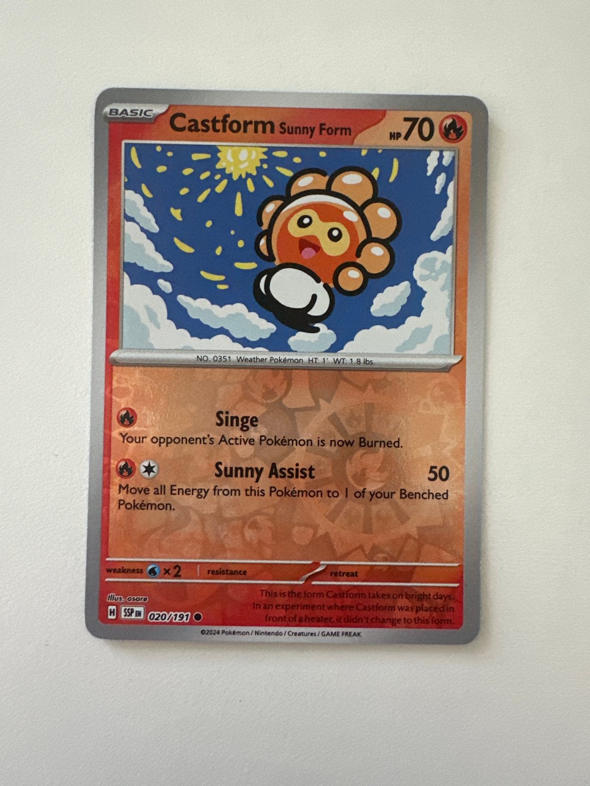 Pokémon Kaart: Castform Sunny Form (020/191), Ophalen of Verzenden, Zo goed als nieuw, Losse kaart