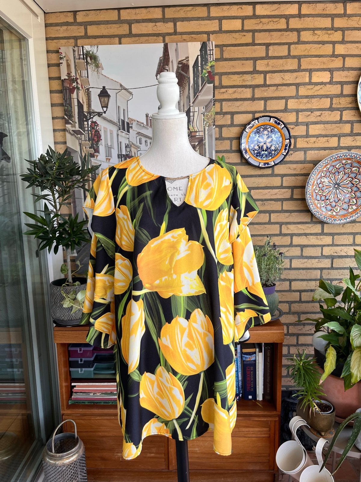 Zomertuniek van luxe merk Yoek, Tulpenprint Maat L (46/48), Meerkleurig, Maat 46/48 (XL) of groter, Ophalen of Verzenden, Zo goed als nieuw