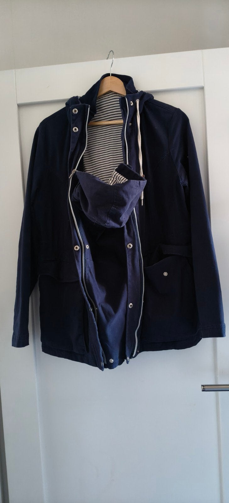 Donkerblauwe draagjas maat 40, Ophalen of Verzenden, Gedragen, Maat 38/40 (M), Blauw