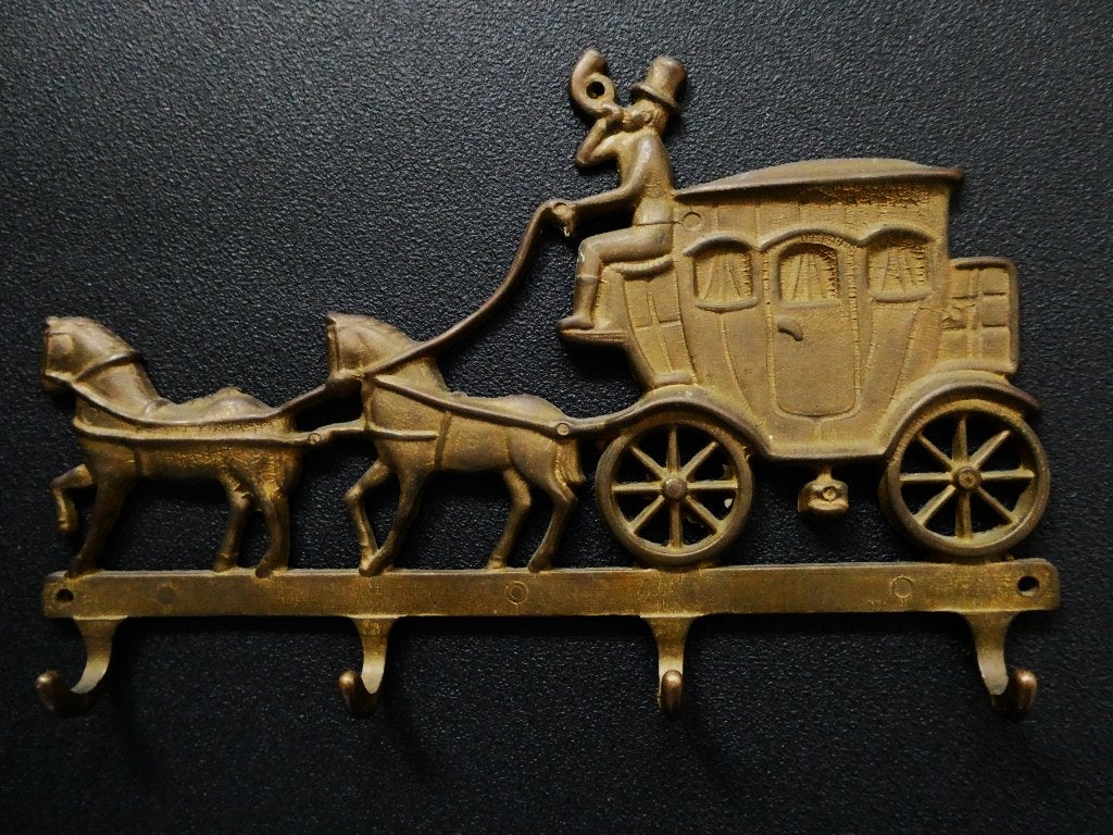 Sleutelrekje kapstok postkoets koets met paarden koetsier, Ophalen of Verzenden