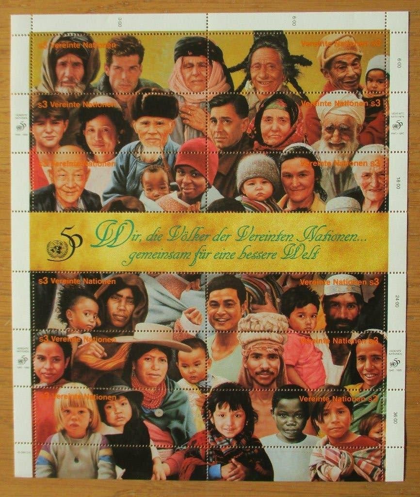 VN Wenen, 50 jaar Verenigde Naties, velletje 1995, Ophalen of Verzenden, Overige landen, Postfris