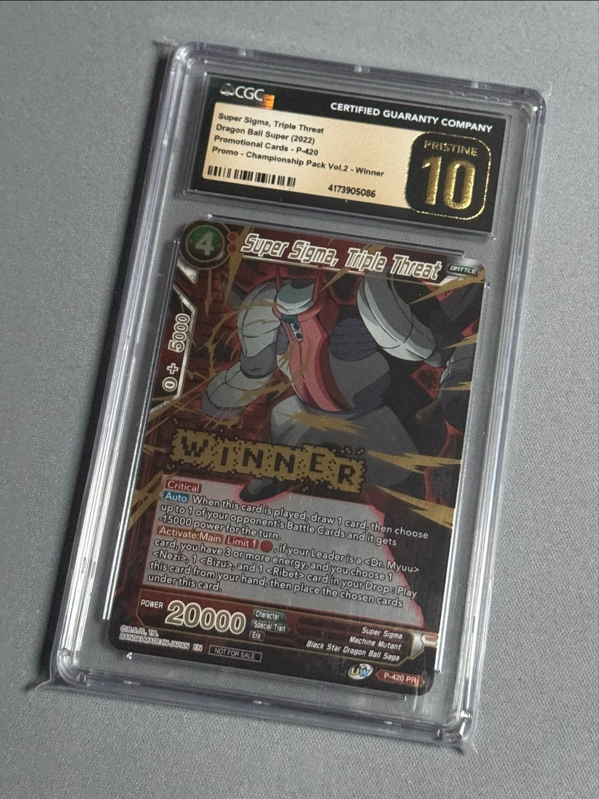 Super Sigma, Triple Threat - Winner Promo - CGC Pristine 10, Ophalen of Verzenden, Nieuw, Losse kaart, Foil