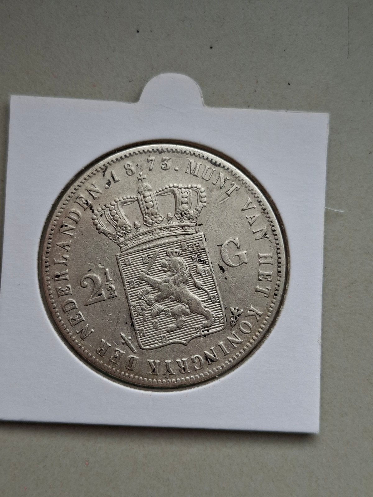 rijksdaalder 1873 willem 3 2½ gulden, Koning Willem III, Zilver, Ophalen of Verzenden, Losse munt
