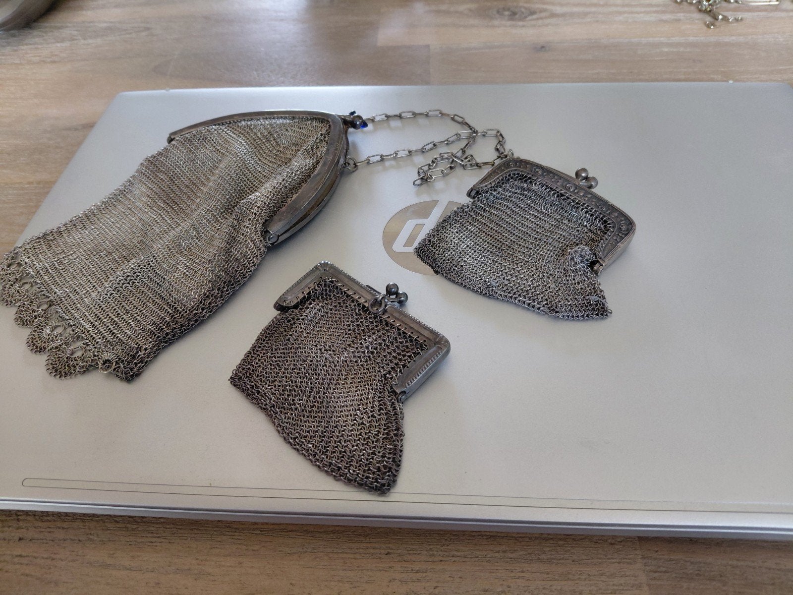 Antieke nikkel zilveren beursjes set - 3 stuks, Antiek en Kunst, Ophalen