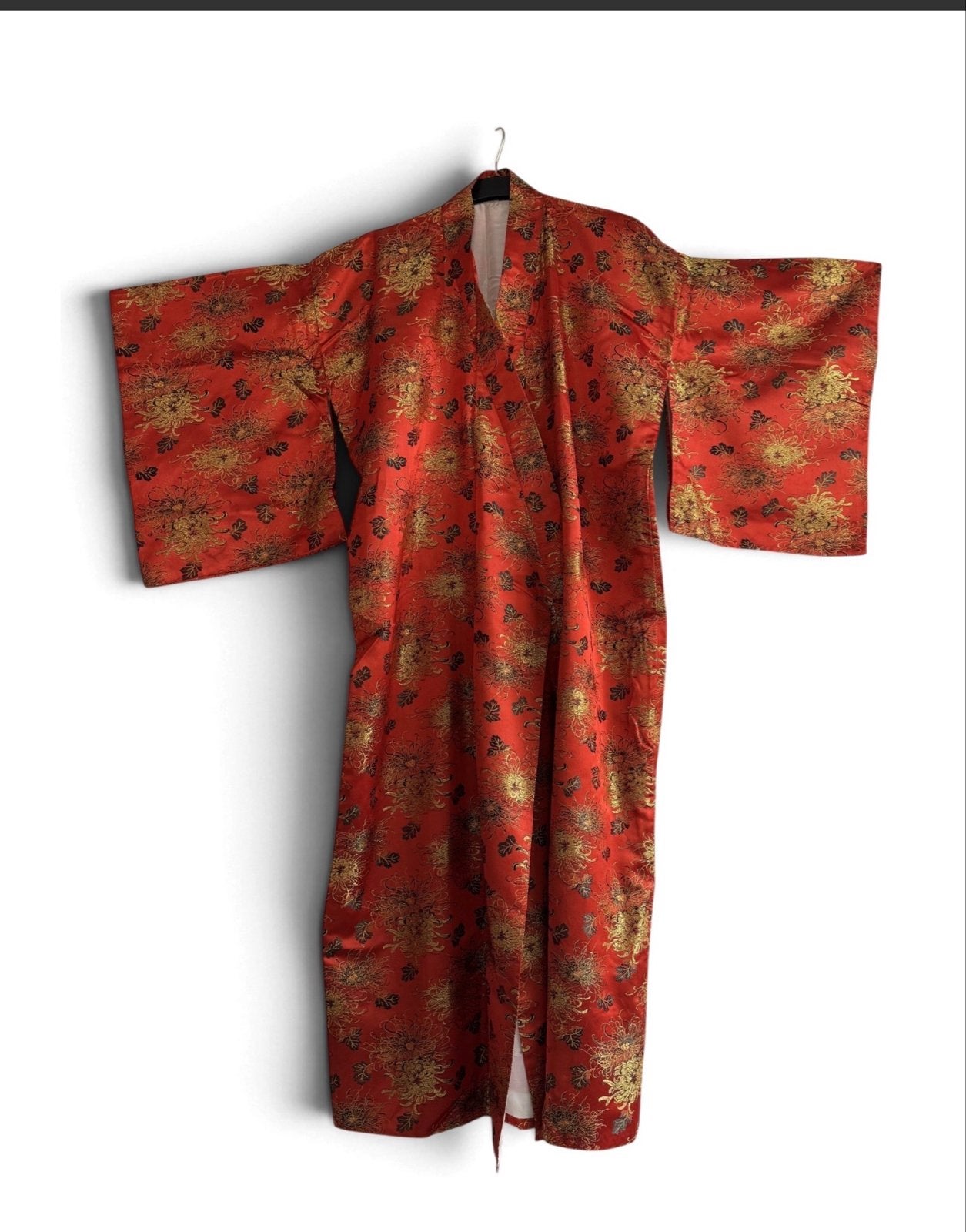Vintage Kimono Rode Zijde met Gouden Borduurwerk, Kleding | Dames, Ophalen of Verzenden, Zo goed als nieuw