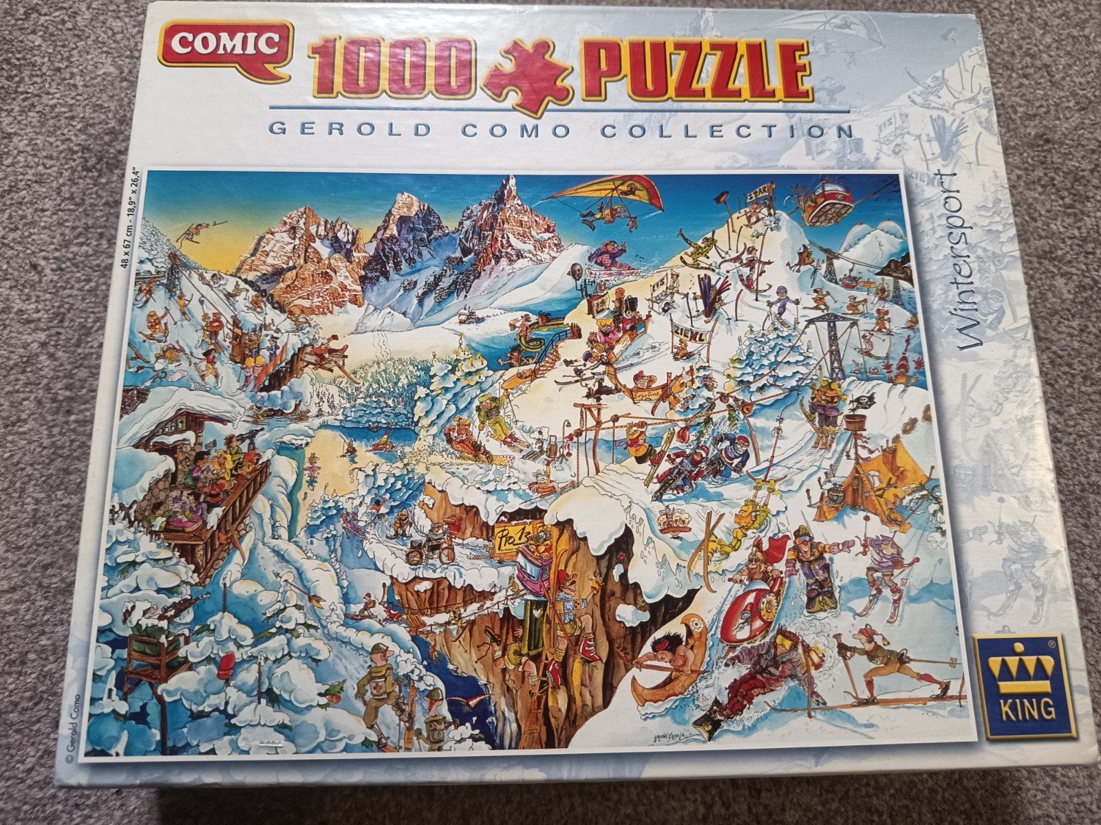 Comic 1000 Puzzel Gerold Como Collection Wintersport, Ophalen of Verzenden, 500 t/m 1500 stukjes, Zo goed als nieuw, Legpuzzel