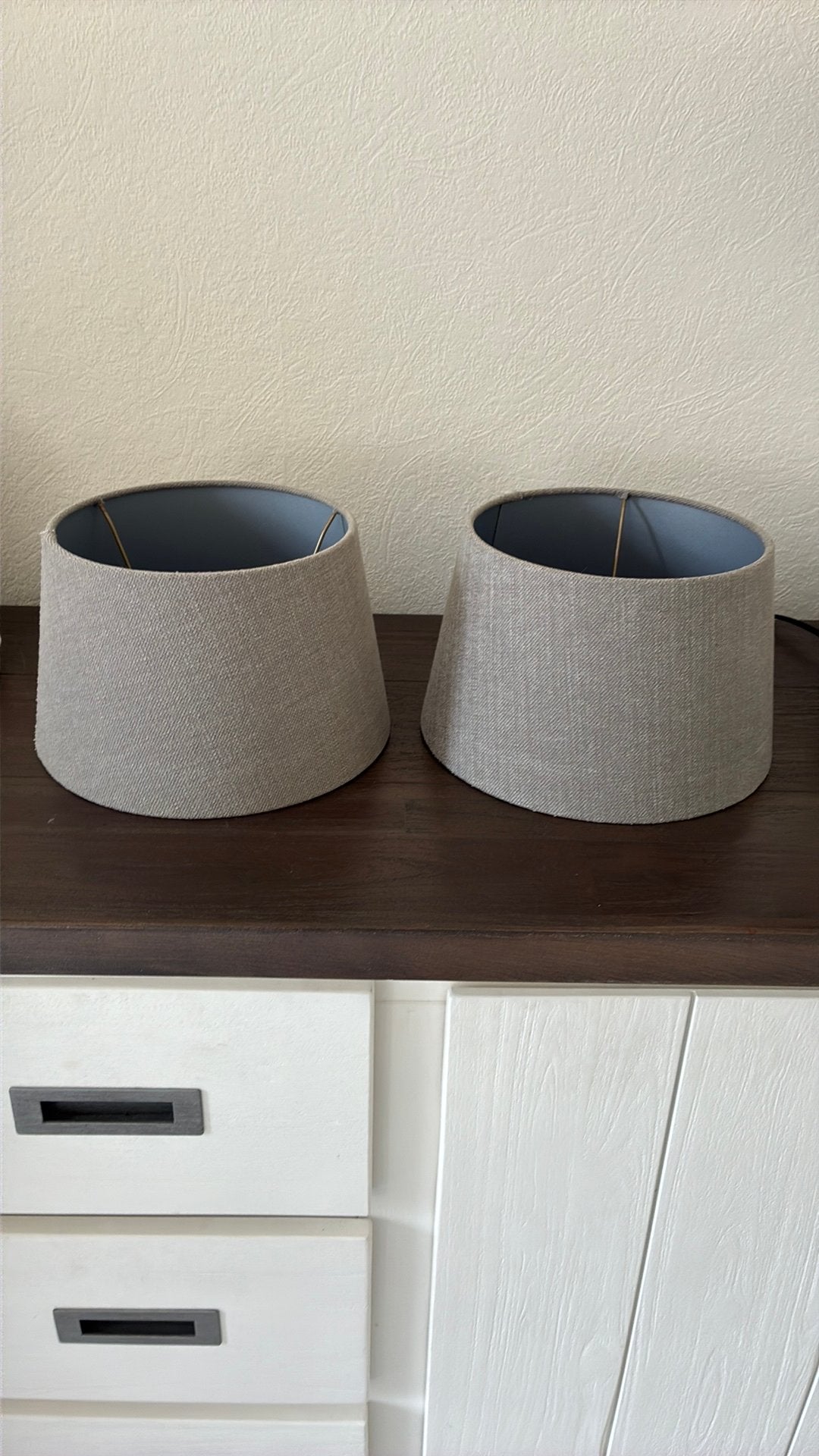 Frezoli lampenkappen 2 stuks grijs (taupe) 20/25x15 cm, Ophalen of Verzenden, Zo goed als nieuw, Grijs, Rond