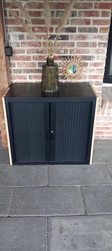 Zwart rolluikkastje met houten accenten, Huis en Inrichting, Ophalen, Gebruikt