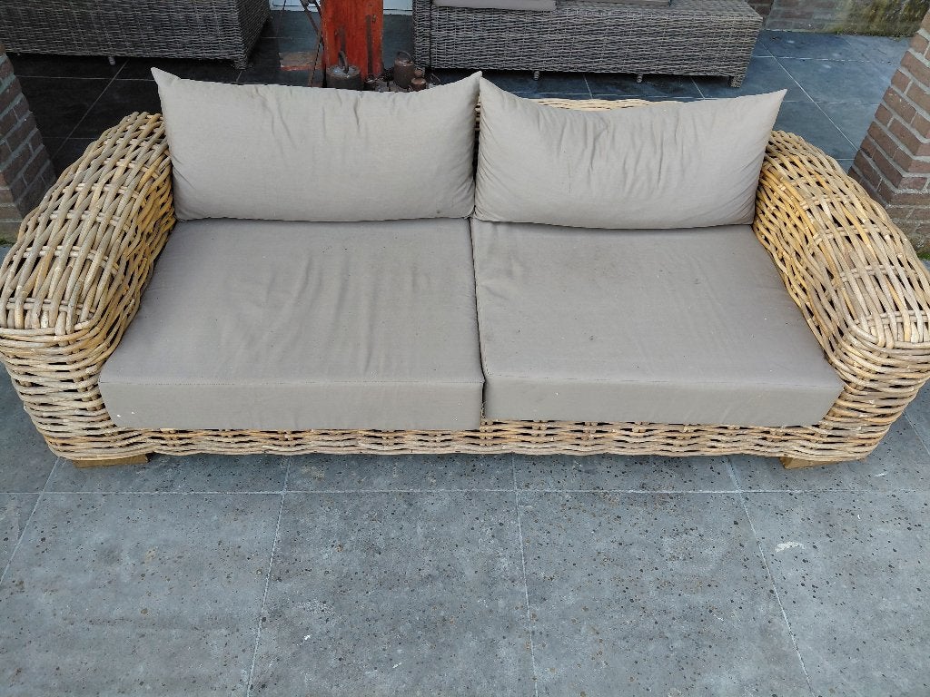 Grote, mooie rieten lounge bank, Ophalen, Zo goed als nieuw, Riet of Rotan