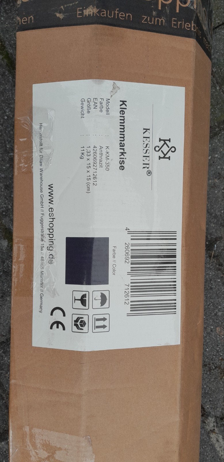 Kesser Klemmmarkise K-KM-350 Antraciet - Nieuw in doos, Tuin en Terras, Ophalen of Verzenden
