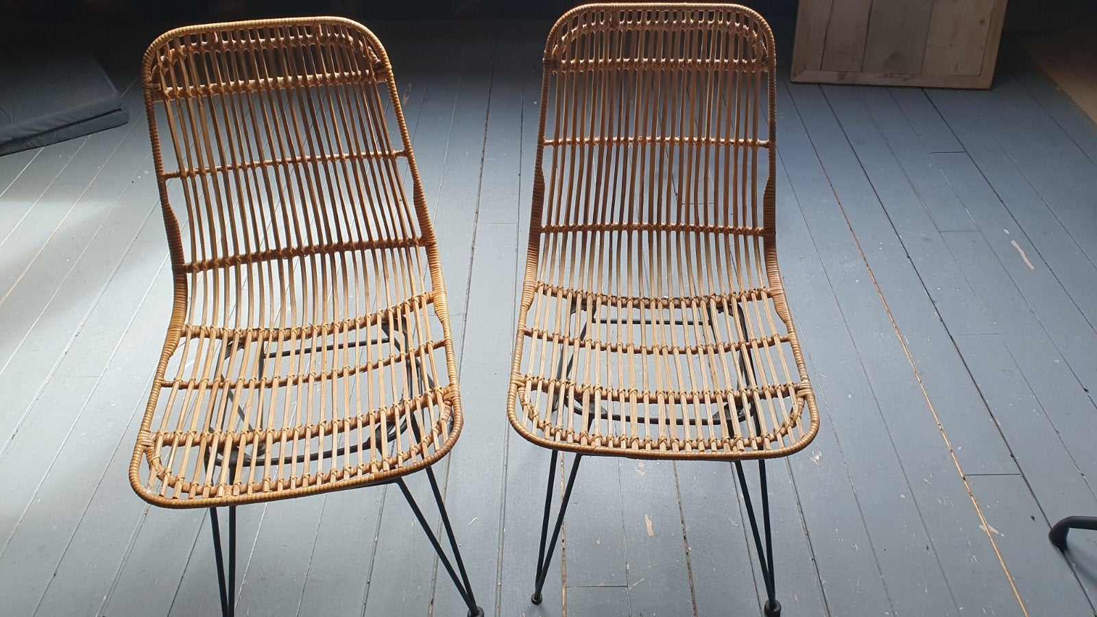 Set van 2 Atmosphera Kubu rotan eetkamerstoelen, Huis en Inrichting, Twee, Ophalen of Verzenden, Zo goed als nieuw, Metaal