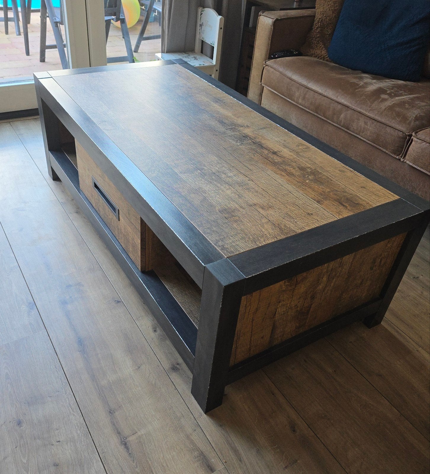Salontafel Coruna met lade en opbergruimte, Gebruikt, 50 tot 100 cm, 100 tot 150 cm, Industrieel, Modern