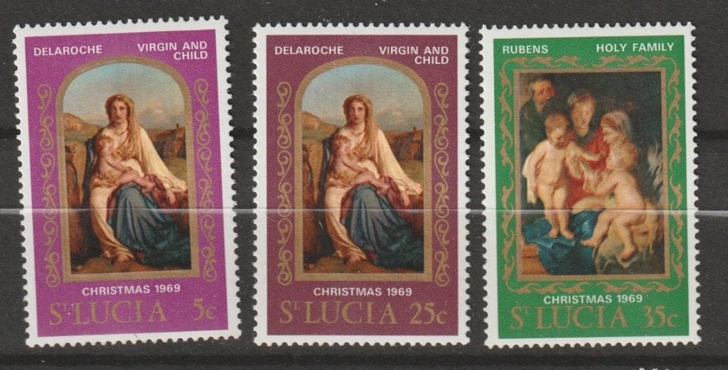 TSS Kavel 1.30026 St. Lucia pf minr 249,251-252 kerst inc, Postzegels en Munten, Ophalen, Postfris, Midden-Amerika