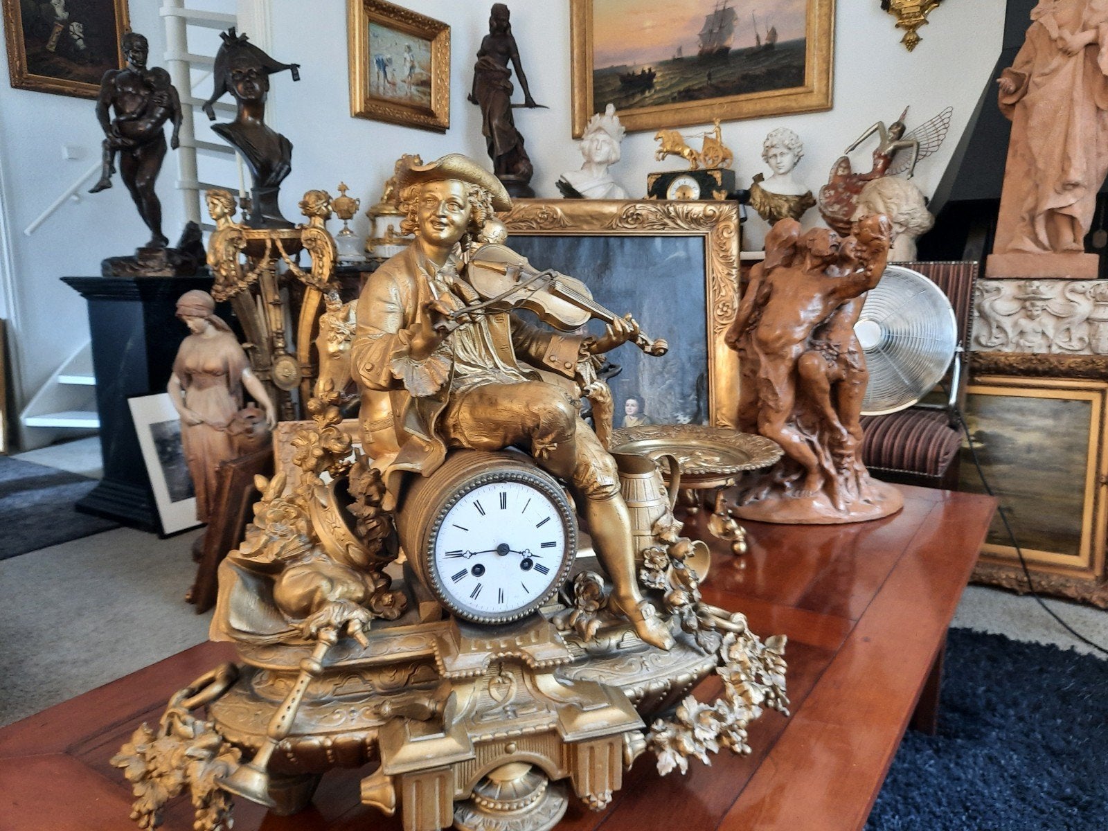 Vergulde schouwpendule Klok van Zamak, Antiek en Kunst, Antiek | Klokken, Ophalen