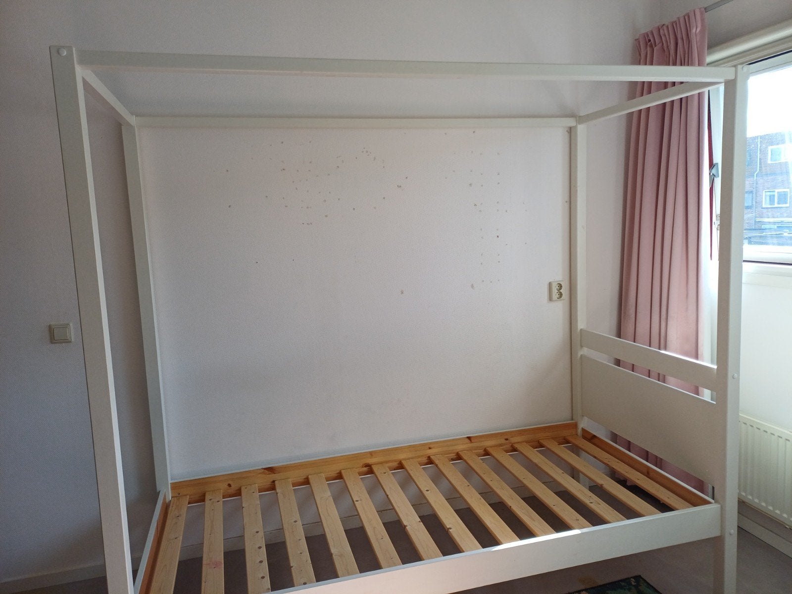 Hemelbed, 1 persoon, 90x200., Huis en Inrichting, Slaapkamer | Bedden, Ophalen, 90 cm, Eenpersoons, Wit