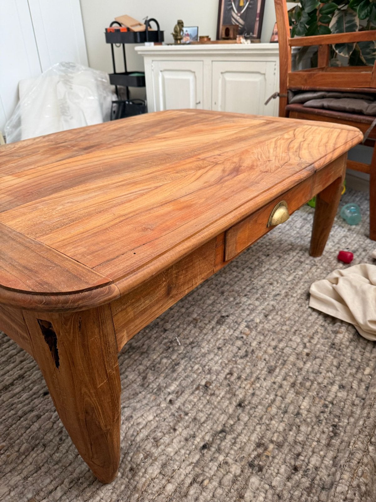 Salontafel uitklapbaar hardhout - teak 112x77.5, Huis en Inrichting, Tafels | Salontafels, Ophalen of Verzenden, Rechthoekig, 100 tot 150 cm