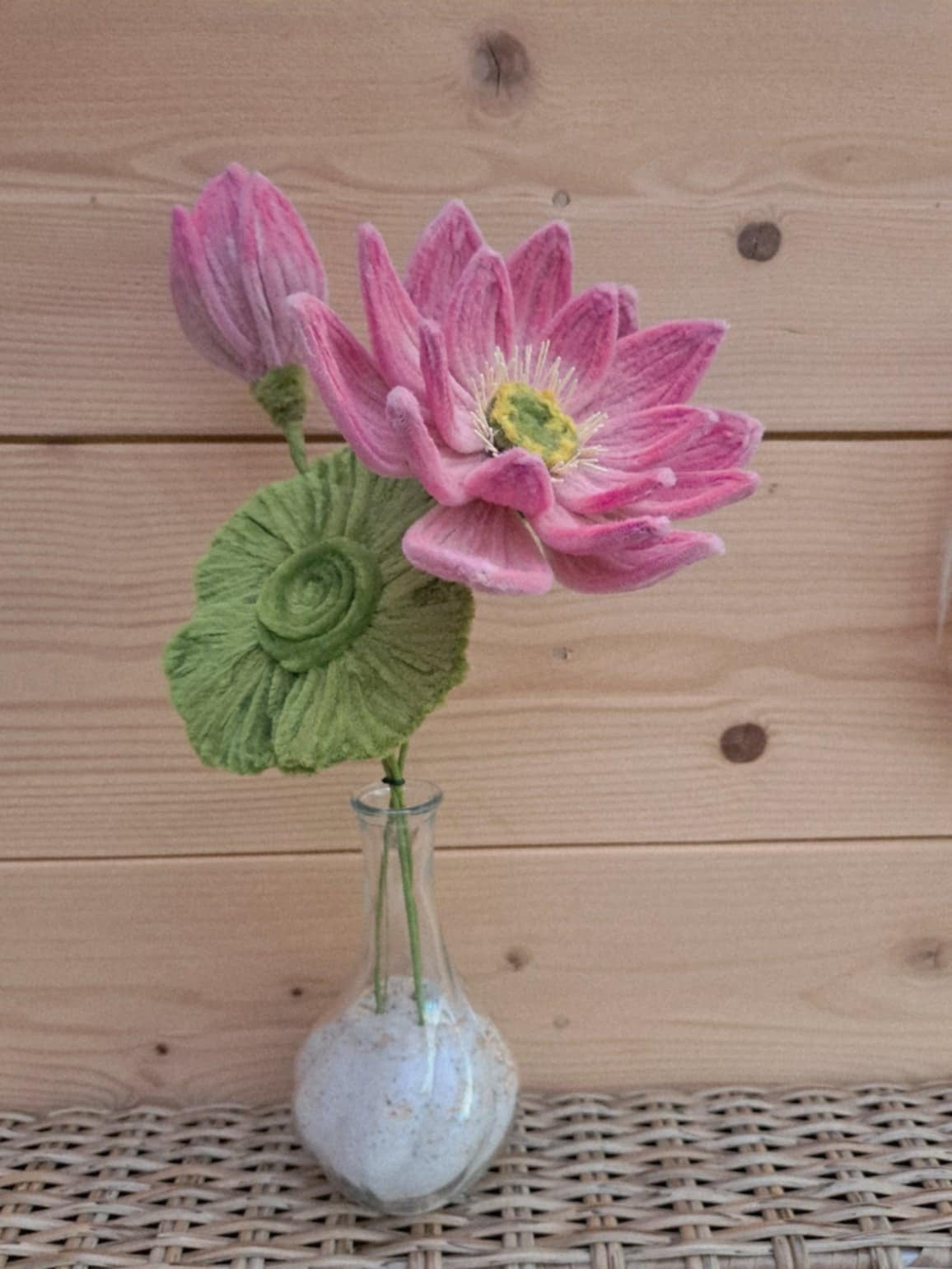 Chenilledraad pijpragers bloemen incl vaasje roze, Binnen, Roze, Kunstbloem, Nieuw