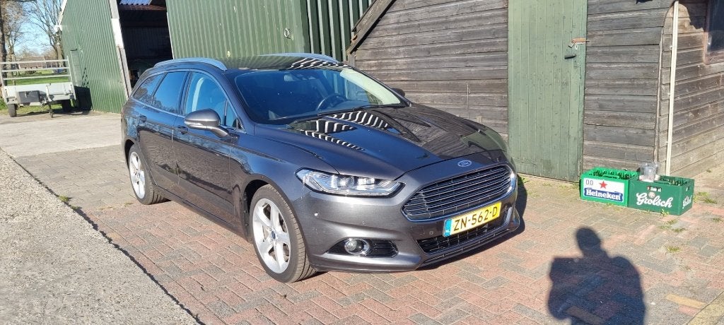 Ford Mondeo 2.0 Tdci automaat 150pk  2015 Grijs full options, Auto's, Ford, Euro 5, 4 cilinders, Leder, Stationwagon