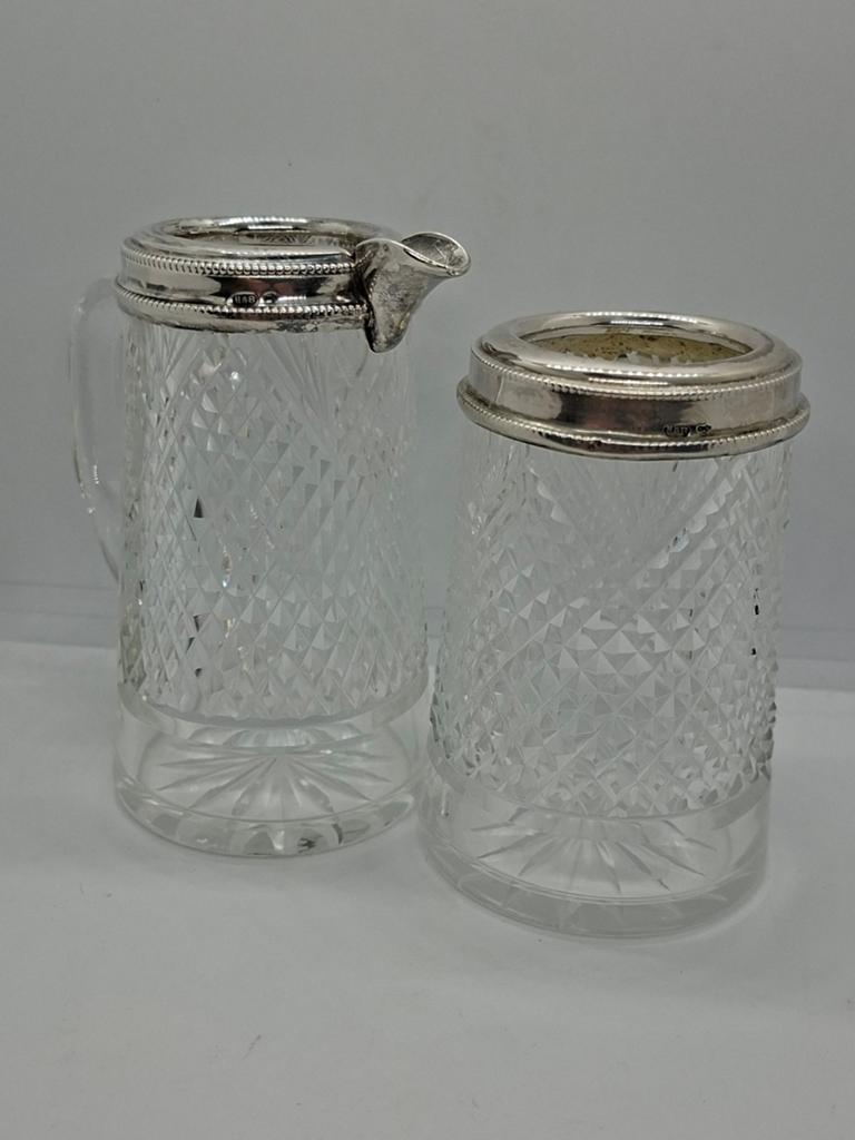 Antieke lepelvaasje's  met zilveren rand, circa 1900, Antiek en Kunst, Ophalen of Verzenden, Zilver