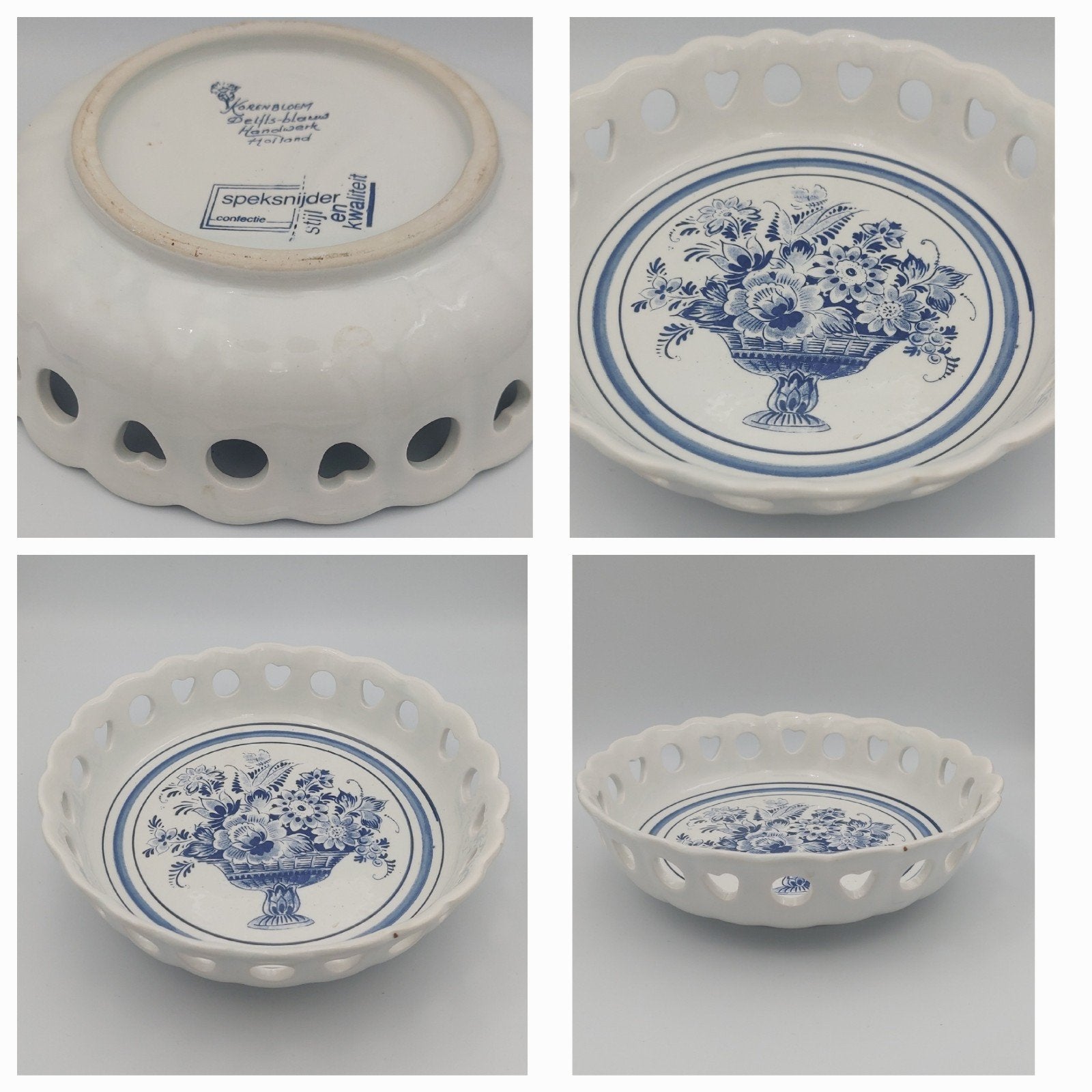 Mooi vintage Schaaltje Delfts blauw hartjes rand schaal, Ophalen of Verzenden