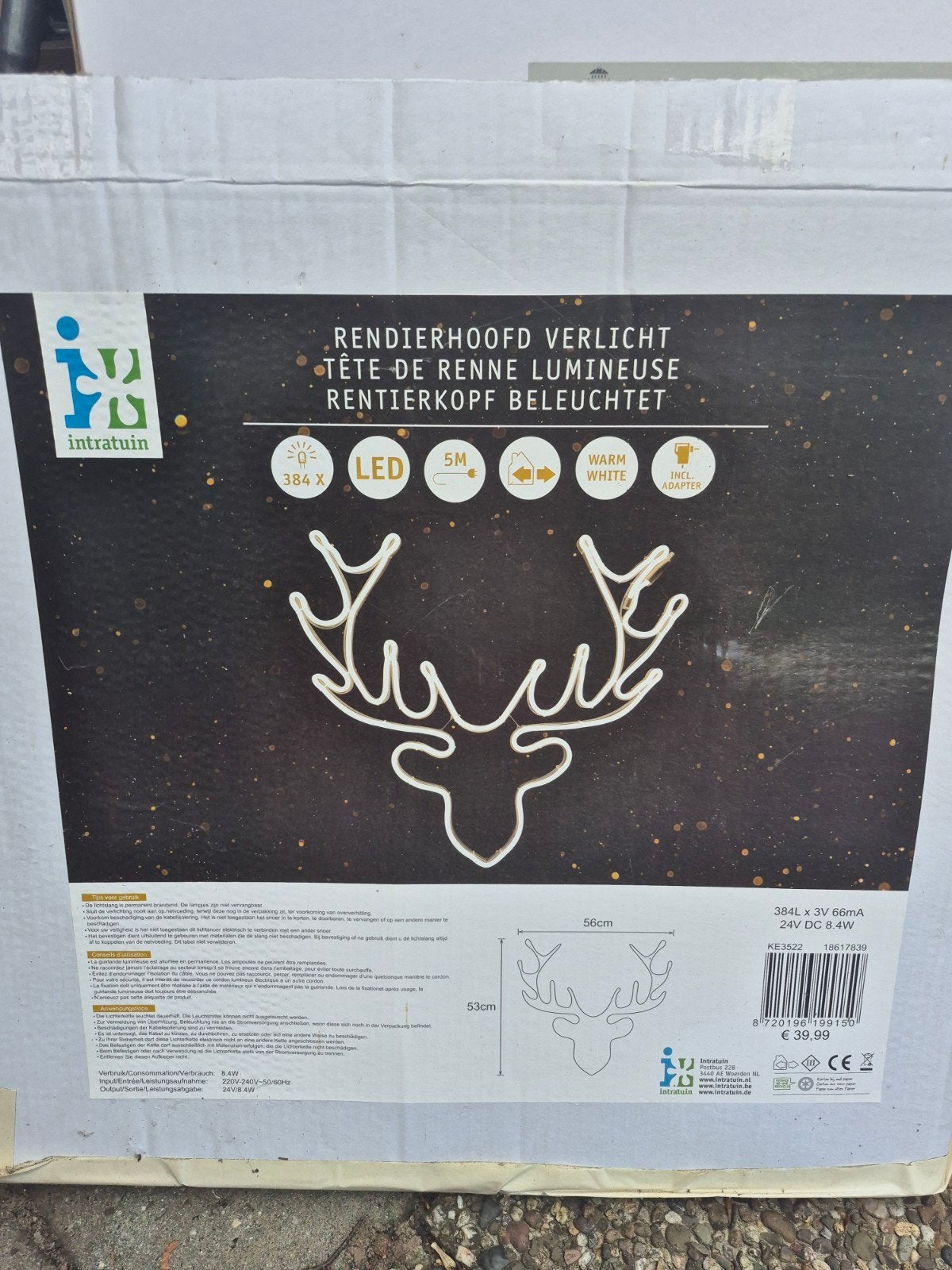 Rendierhoofd verlicht, Ophalen