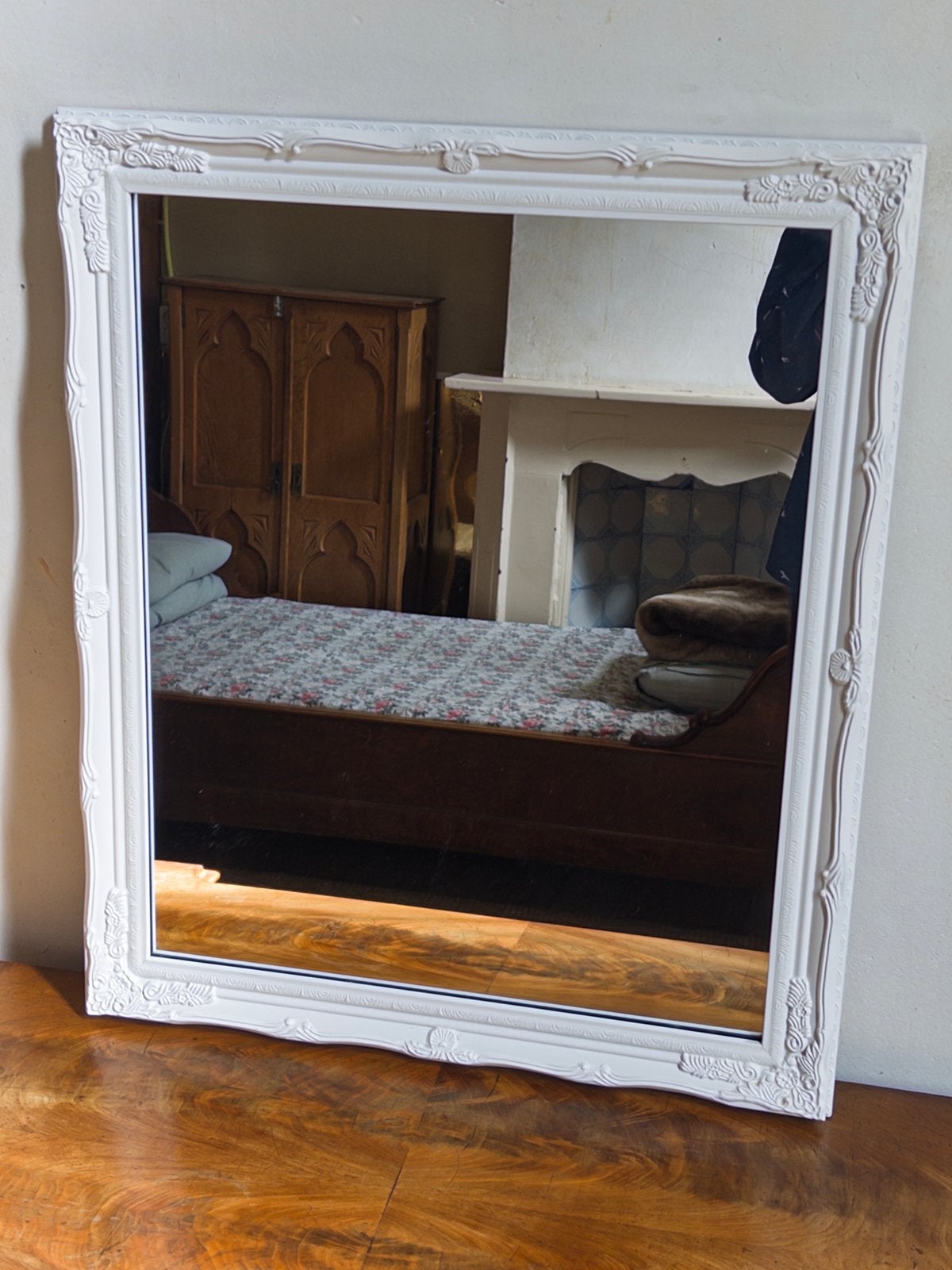 Decoratieve spiegel 65x55cm met sierlijke lijst, Huis en Inrichting, Ophalen, Gebruikt, Minder dan 100 cm, Rechthoekig