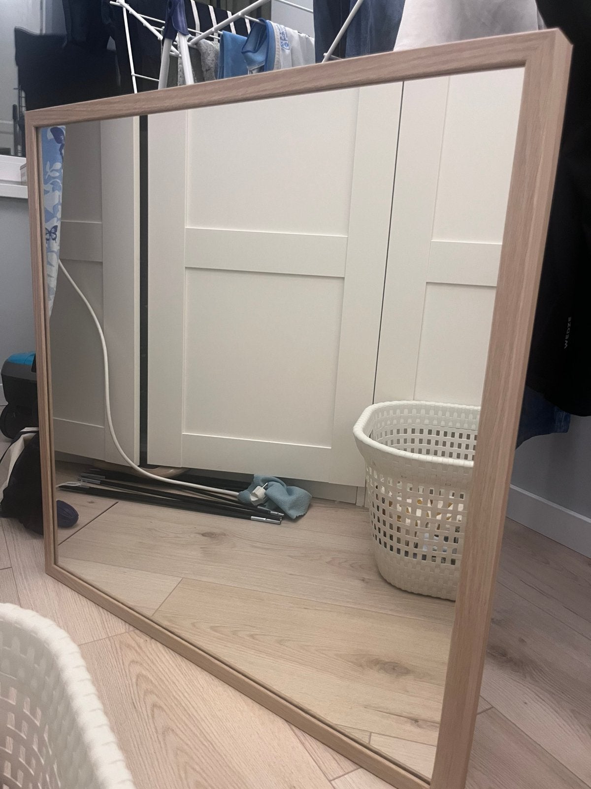 Ikea Stave 22846 Grote spiegel met houten lijst, Ophalen, Zo goed als nieuw, Minder dan 100 cm, Rechthoekig