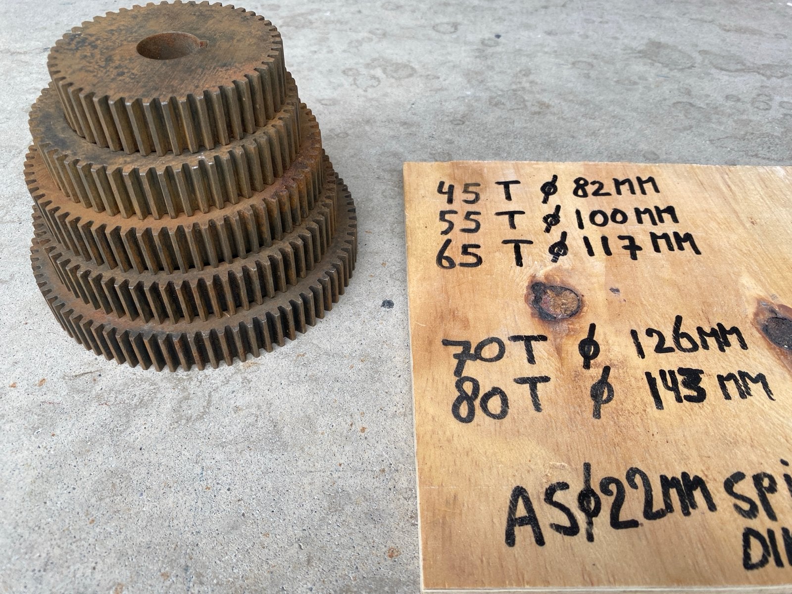 Set van 5 Wisselwielen (Tandwielen) voor Machines, Ophalen, Gebruikt
