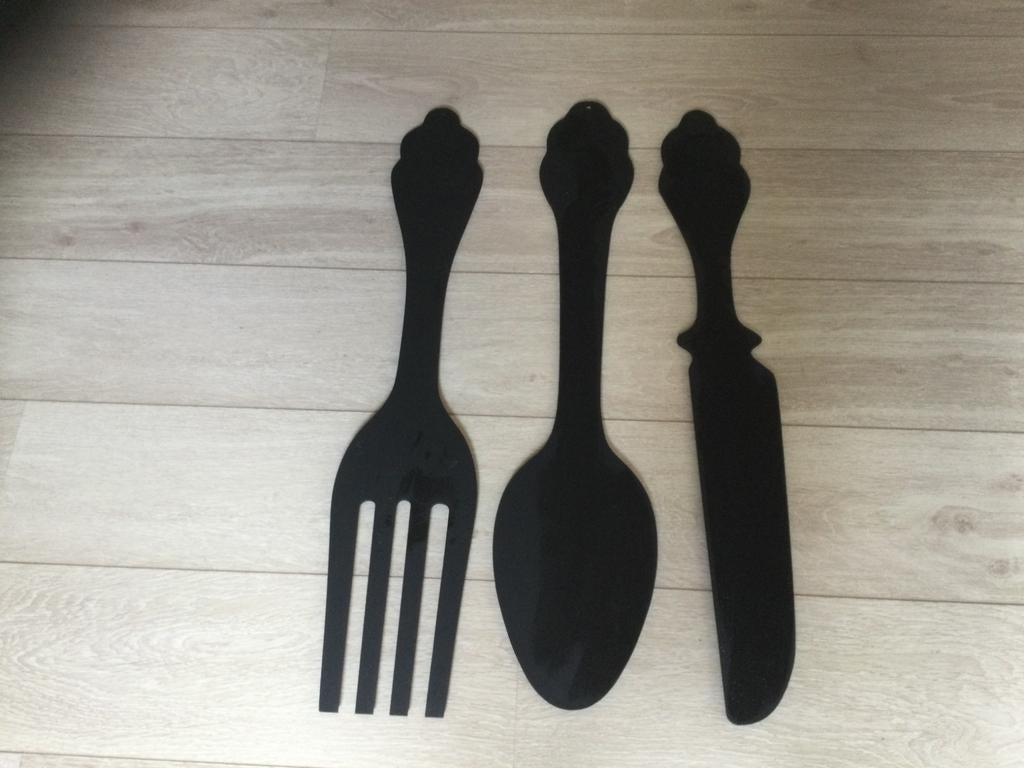 .decoratie vork lepel mes., Verzenden, Hout